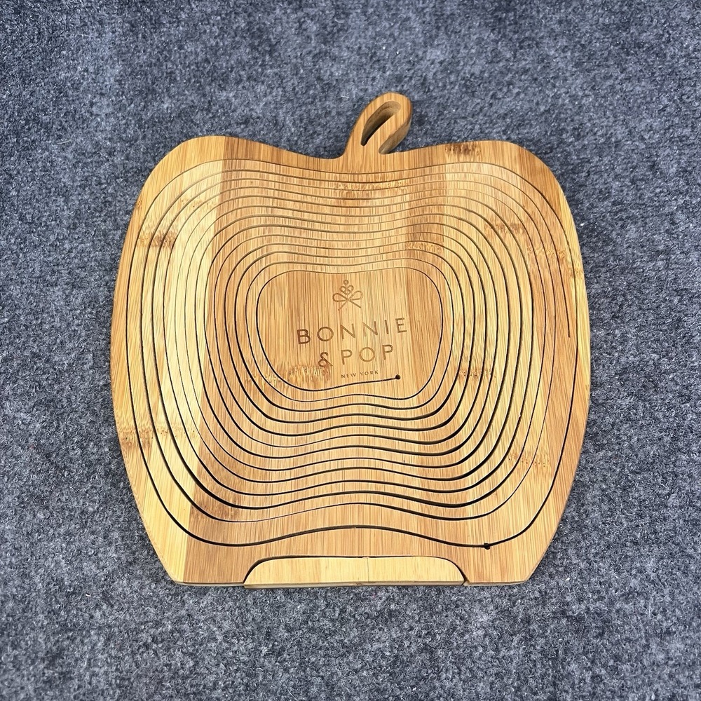 Bonnie & Pop NY Wooden Collapsible Apple Fruit Basket Trivet 11.75" T - Picture 3 of 11